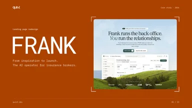 FRANK pitch deck cover in orange.