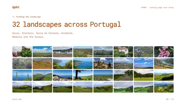 Deck page: a grid of Portuguese landscapes considered for the hero.